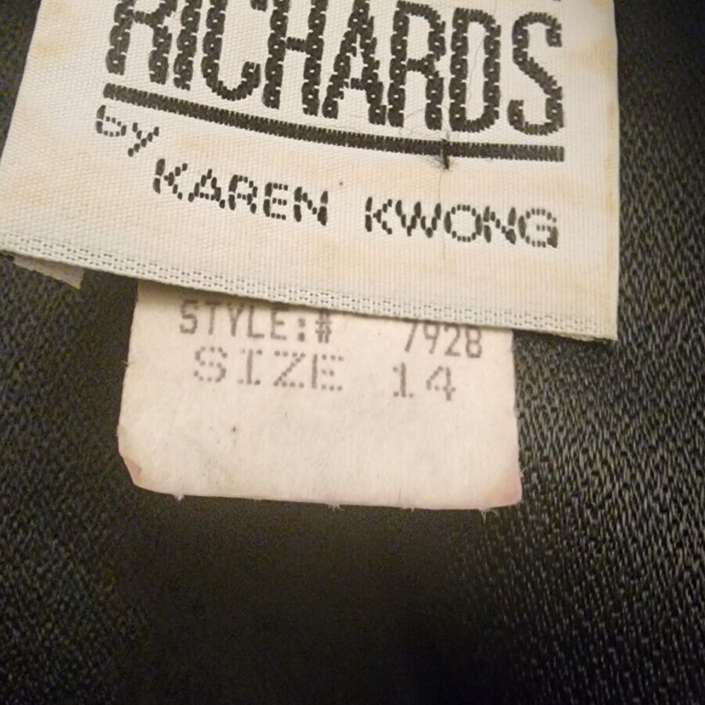 R&M Richards Karen Kwong Vintage Black Velvet Multi-Color Sparkle Tunic Size 14 - Picture 9 of 11